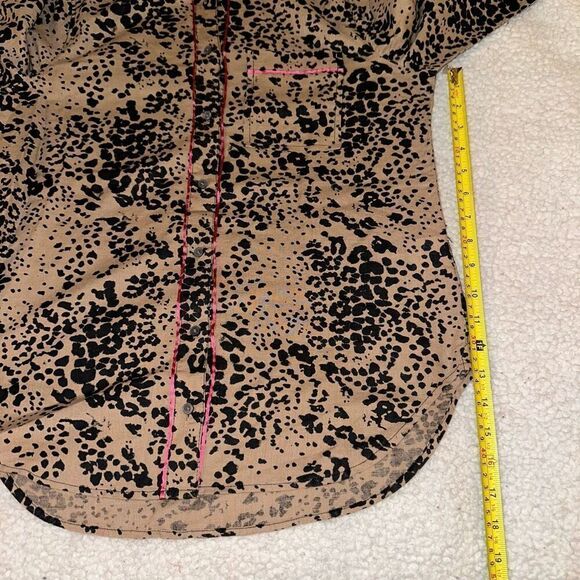 J. Crew Women’s Linen Blend Brown Black Cheetah Print Button Up Size XS - Picture 10 of 12